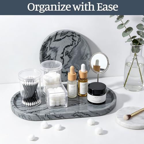 Koville Natural Marble Tray, 12"x6" Decorative Tray for Countertop, Catchall for Perfume, Candles, Jewelry Dish Elephant Grey - Image 5