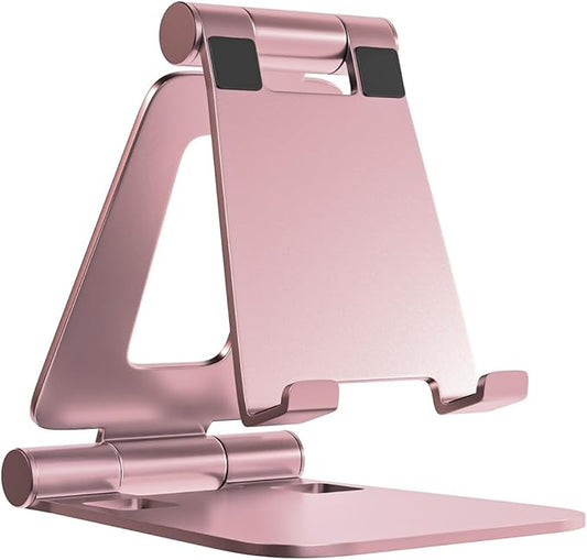 Cell Phone Stand for Desk Phone Holder Foldable Portable Adjustable Cradle Dock Compatible with iPhone 15 14 13 Pro Max, iPhone 12 11 Plus SE XS XR 8 7, Office Desk Travel Accessories, Pink
