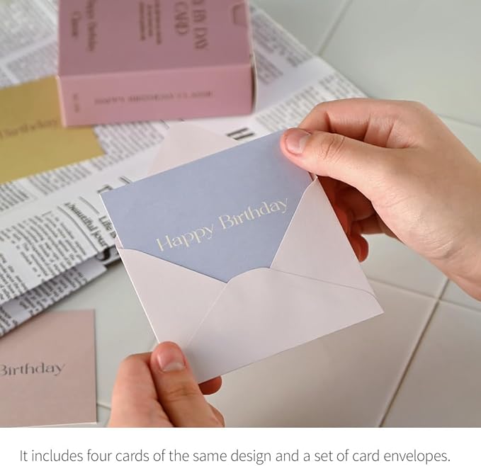 Monolike Day by Day Card, 108 Happy Birthday Classic - Mix 48 Mini Single cards, 24 envelopes Package