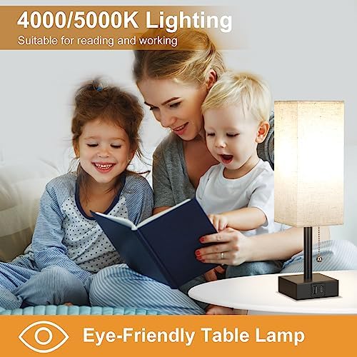 Small Bedside Table Lamp for Bedroom - Desk Lamp For Nightstand, USB C+A - Image 4