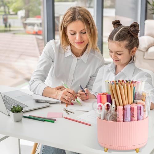 Camelmother 360°Rotating Pen&Pencil Holder For Desk With 5Slots Cute Office - Image 6
