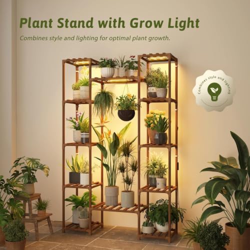 GENTINGBRO Plant Stand with Grow Lights for Indoor Plants 62.2'' Tall Plant Shelves - Image 4