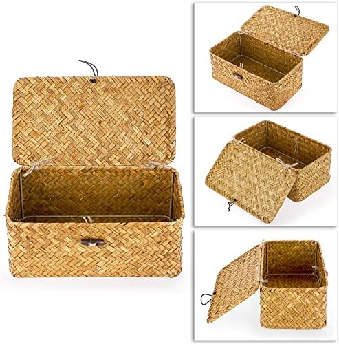 Hipiwe Wicker Shelf Baskets Bin with Lid X-Small Handwoven Basket for Shelf - Image 3