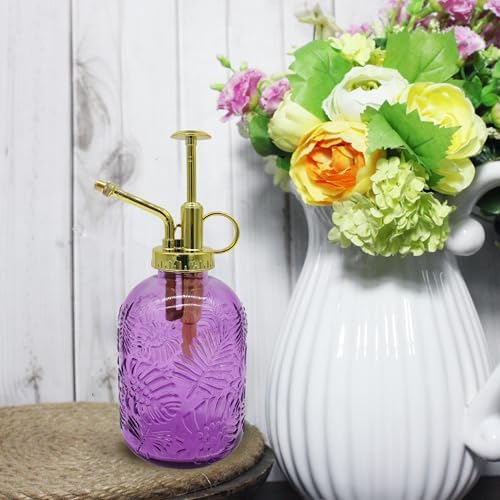Glass Plant Mister Spray Bottle, 350ML Vintage Plant Spritzer, Succulent Watering Bottle Glass with Top Pump, Small Plants Sprayer Watering Can for Indoor (Purple) - Image 5