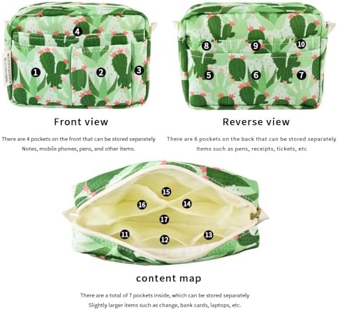 Multiple Pockets Portfolio Organizer with Zipper,Makeup Bag Pencil Pouch - Image 4