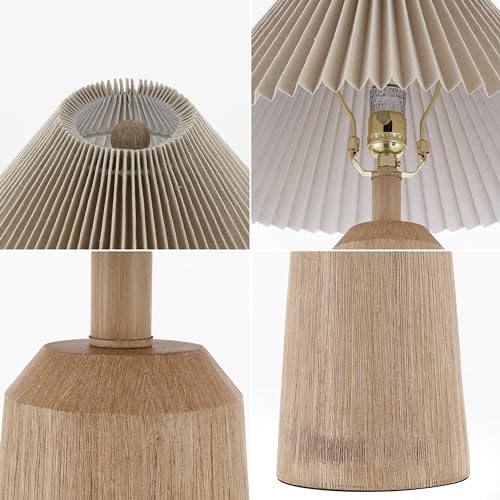 JONATHAN Y Arvid Table Lamp 20.5" Resin Metal Bedside, Beige Wood Finish - Image 6