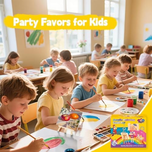 16 Pack Mini Canvas and Easel Set with Acrylic Paint, 4x6 Inch Canvas Painting Kit Includes 16 Easels, Gift Bags & Paint Strips, Complete Art Supplies for Kids Adults Classroom Party Favors - Image 5