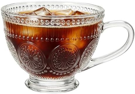 Glass Coffee Mugs with Handles,13 Oz Tea Cup for Milk,Tea,Beverages,Juice by XUEXIANSHU