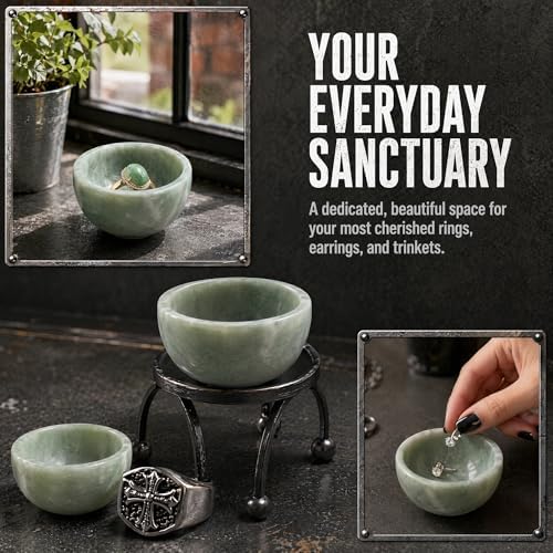 2 PCS Ring Bowl Jade Stone Trinket Dish Small Jewelry Holder Suitable For Vanity Nightstand Desk Decor Crystal Storage Home Office Accessories - Image 5