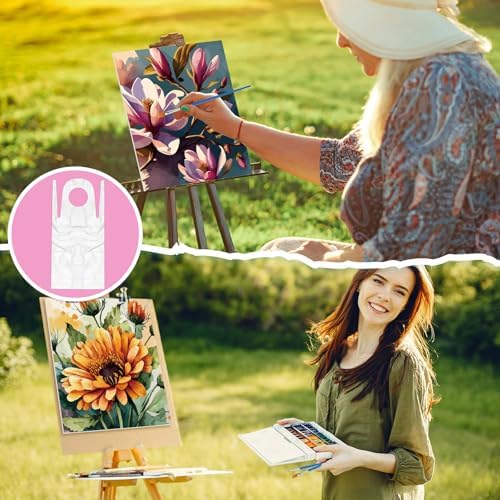 Tenceur 72 Pieces Pre Drawn Canvas Kit 8" x 10" Paint and Sip Kit for Adults DIY Painting Party Pre Printed Stenciled Canvas with Design Easels Aprons Brushes for Party Gifts(Flowers) - Image 7