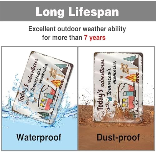 Camper Wall Decor Camping Signs Happy Camper Decor Today's Adventures Are Tomorrow's Memories Sign Camper Happy Campers Gifts Metal Signs Campsite Decorations - Image 2