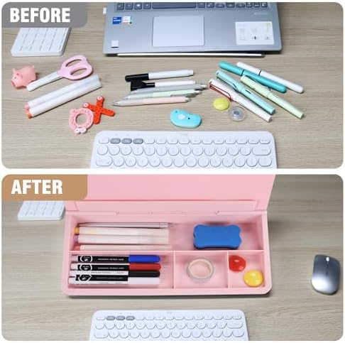 SELEAD Desktop Glass Whiteboard with Storage, 5 Markers and 1 Eraser, Pink - Image 7