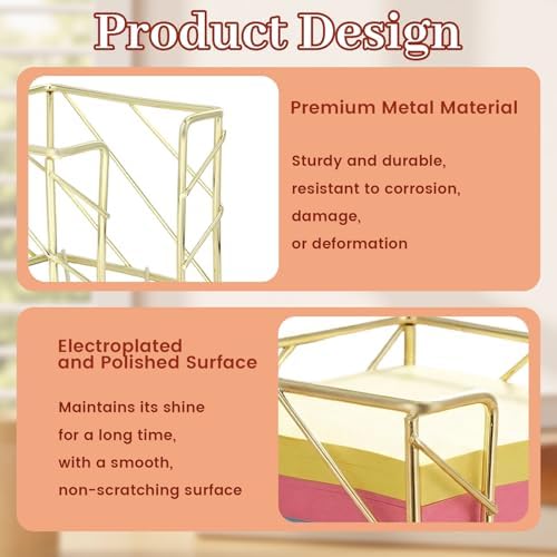 Sticky Note Holder 3.8x3.8 Inches, Gold Desk Accessories - Image 3