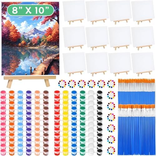 120pcs 8x10 Inch Painting Supplies Kit, 12 Colors Mini Acrylic Paint Set by Unknown