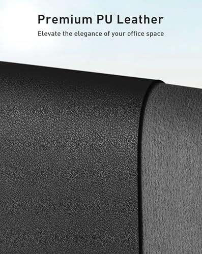 Aothia Faux Leather Desk Mat - Large Mouse Pad, Non-Slip PU Leather Blotter, Waterproof Writing Surface for Office and Home (Black, 42" x 17") - Image 2