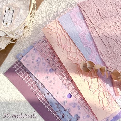 30 Pcs Large A4 Handmade Textured Scrapbook Paper Mesh Journaling Supplies - Image 5
