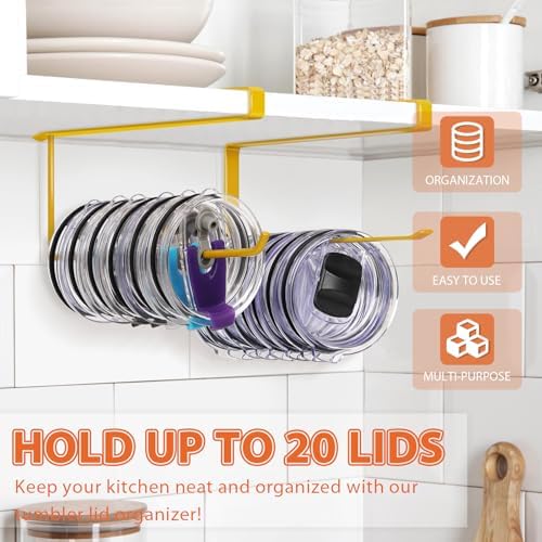 2 Pack Tumbler Lid Organizer, Versatile Storage Holds 20 Lids, Round&Flat - Image 2