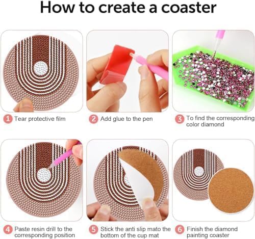 DOTSOPS 8 Pcs Landscape Diamond Painting Coasters with Holder for Beginners - Image 3