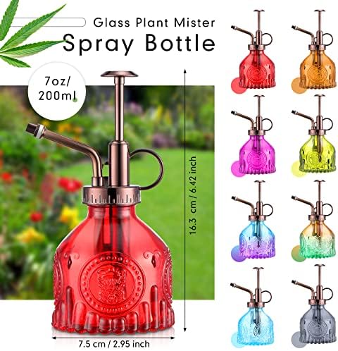 8 Pcs Glass Plant Mister Spray Bottle 200ml Vintage Plant Spritzer Multicolor Succulent Watering Bottle Watering Can 6.4'' with Plastic Top Pumps for Indoor Outdoor Succulents Garden Plants (Bronze) - Image 2
