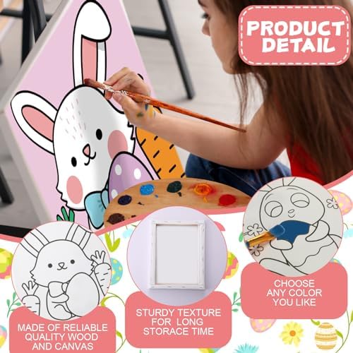 Zhanmai 72 Pcs 12 Sets Sip and Paint Kit Pre Drawn Canvas for Painting 8" x 10" Paint Party Canvas Painting Pre Printed Canvases for Party Favor DIY Virtual Adult's Date Night(Bunny Eggs) - Image 3
