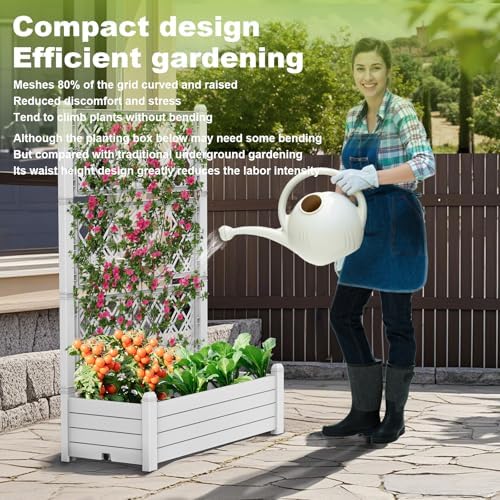 Elevated Raised Garden Bed,Outdoor Large Resin Patio Planter Box Stand Divisible with Drain Plug,Water Monitor for Plants Vegetables Flowers Fruits(Ashen) - Image 5