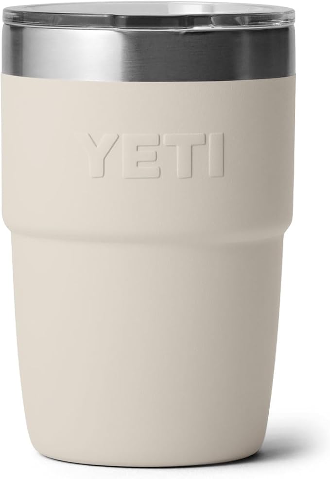 YETI Rambler 8 oz Insulated Coffee Mug with Lid - Stackable Double-Wall Vacuum Insulated Coffee Cup - DuraSip Ceramic Lining - Barista-Friendly Design - Stainless Steel - Dishwasher Safe