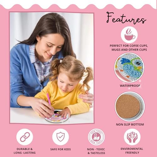 6 Pcs Owls Shaped Diamond Painting Kits, Diamond Painting Kits with Holder Owls, Diamond Art Coasters for Beginners Adults - Perfect Art Craft Supplies Gift!… (Owls 2) - Image 4