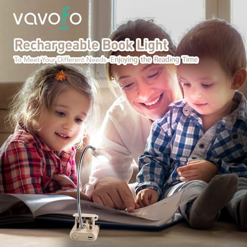 VAVOFO Rechargeable Reading Light, Clip on Book Light for Reading in Bed - Image 2