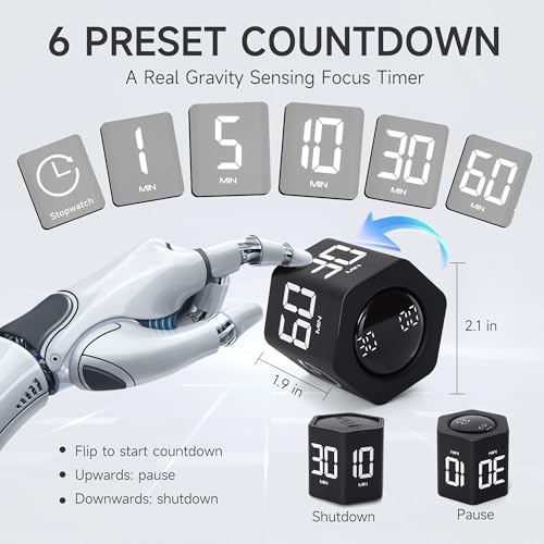 Productivity Timer, 1, 5, 10, 30, 60 Minute Presets, Desk Cube Timer - Image 2
