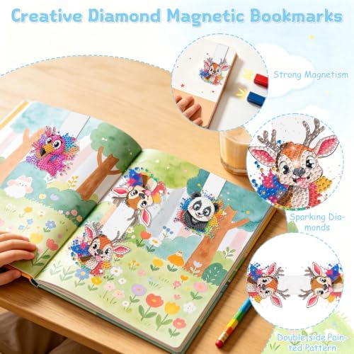 BIGRIMA 10pcs Magnetic Diamond Painting Bookmarks Kit,DIY 5D Diamond Art Magnetic Bookmarks for Book Lovers,Handmade Rhinestone Reading Accessories,Aesthetic Craft Kit for Adults Beginners Gift - Image 5