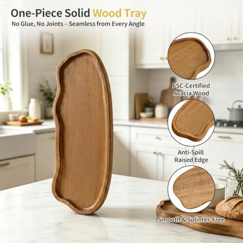 Small Wood Tray – Acacia Serving Platter Vanity Tray Mini Wooden Tray Decor - Image 3