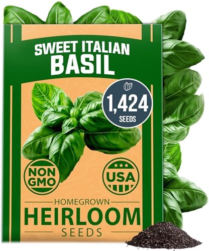 HOME GROWN Italian Large Leaf Basil Seeds, 1,424 Seeds, Ocimum basilicum by HOMEGROWN