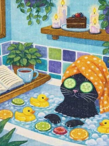 Animal Diamond Painting Kits for Adults,Funny Cat Spa Diamond Art Kits by BYGFHLYW