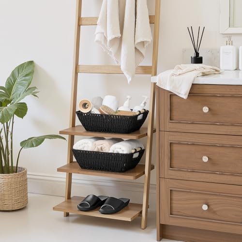 StorageWorks Wicker Baskets, Toilet Paper Baskets for Shelf, Black - Image 2