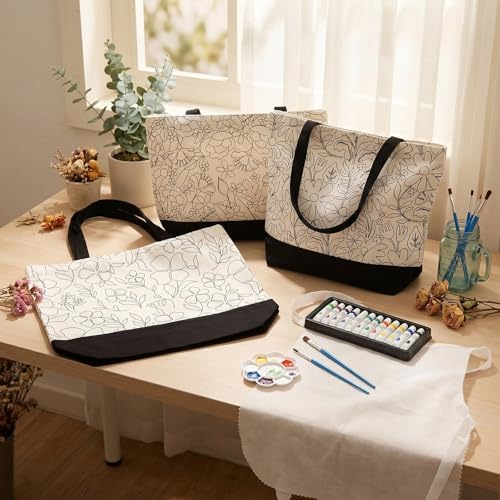 Geetery 30 Pcs Paint and Sip Canvas Bags Pre Drawn Kit, Flower - Image 4