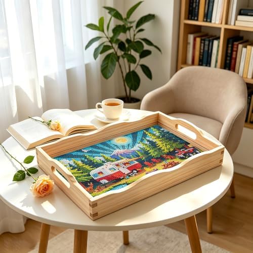 Camping Diamond Art Tray Wooden Serving Tray with Handles Decor 7.8×11.8 in - Image 6