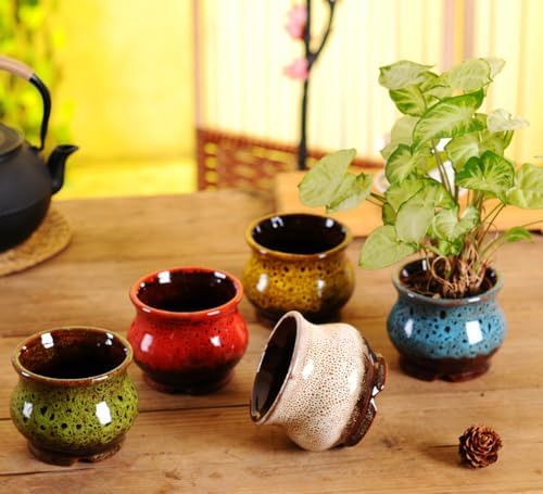 Cute 3.94 Inch Ceramic Home Garden Decoration Succulent Cactus Flower Pots Container -Plant Not Included，Blue - Image 4