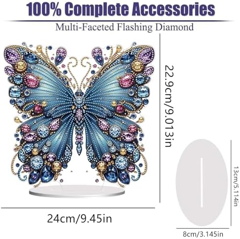 Diamond Painting Kits for Adults Beginners, 5D Full Drill Flowers and Butterfly Crystal Art Desktop Ornament, DIY Single Sided Home Office Desk Decor, Creative Craft Gift Set with Tools - Image 2