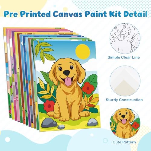 Louise Maelys 5x7Inch Pre Drawn Canvas for Painting for Kids, 12Pack - Image 3