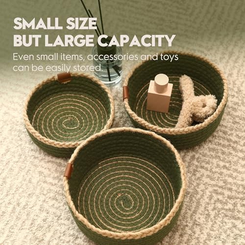 Sea Team 3-Pack Compact Nesting Woven Cotton Rope Storage Baskets, Green - Image 5