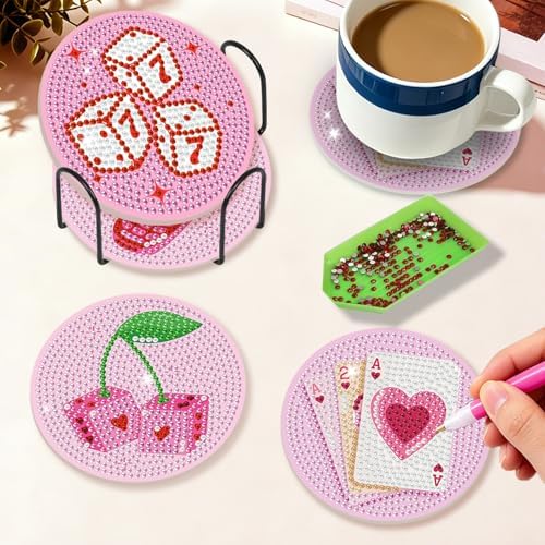 Diamond Art Coasters Kit for Adults, 8PCS Disco Coasters with Holder - Image 6