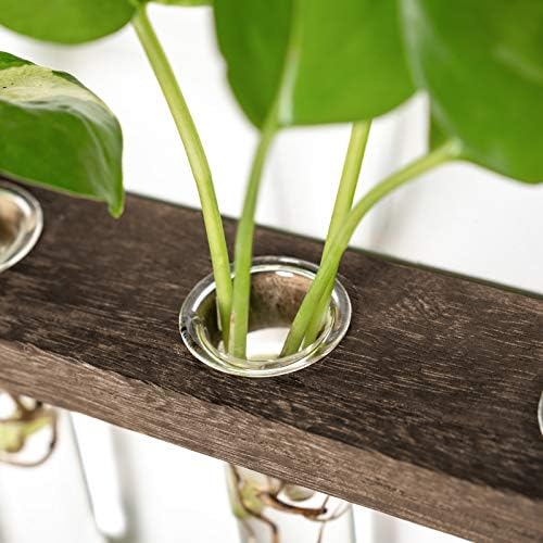 Mkono Plant Propagation Station, 3 Tier Small Brown Wall Hanging Vase Tubes - Image 5