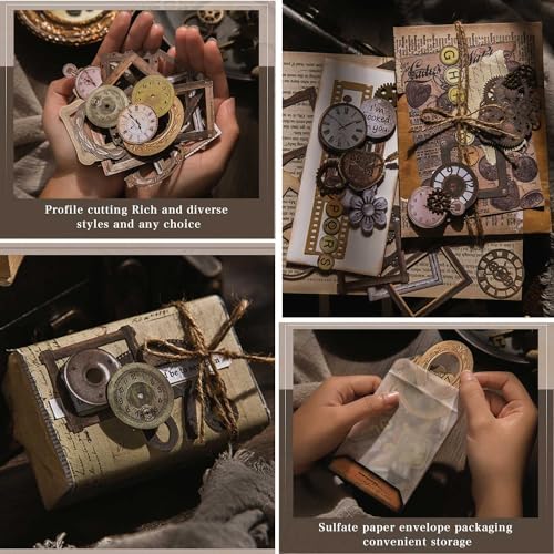 Vilikya 120pcs Steampunk Junk Journal Supplies, Small Vintage Scrapbook Materials Paper for Journaling Kit, Scrapbooking Ephemera, Punk Collage Cards for Dark Academia Home Room Decor - Image 4