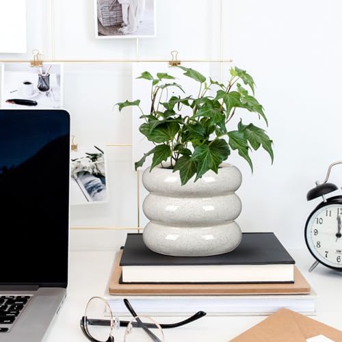 Briful Ceramic Planter Pot, 6 Inch Bubble Planter with Drainage Hole, Large Flower Planter Pots for Indoor Plants Outdoor, Home Office Modern Décor(Creamy White) - Image 6