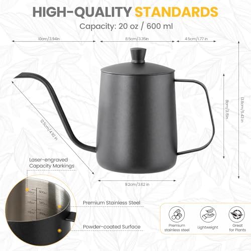 Watering Can Indoor Plants, 20 oz Metal Mini Indoor Watering Can with Long Spout for Houseplants, 13.5 oz Glass Plant Mister Spray Bottle for Bonsai Garden Flower Seedlings (Black/Grey) - Image 7