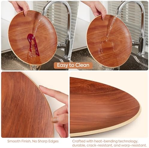 Yangbaga Acacia Wood Serving Tray: Round Decorative Tray for Home Decor - Image 4