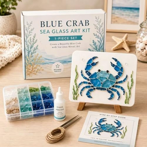 Sea Glass Art Kit - DIY Fun Craft Kit for Adults, Beginner Friendly (CRAB) - Image 3