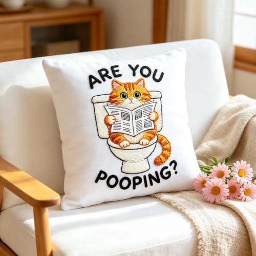 BEUNITONE 4 Pack Beginner Embroidery Kit for Adults, Funny Animal Pre-Stamped Pattern Needlepoint Kits with Hoop, Tools & Instruction, 7.9"x7.9" Hand Embroidery Kits for Fabric and Home Decor - Image 7