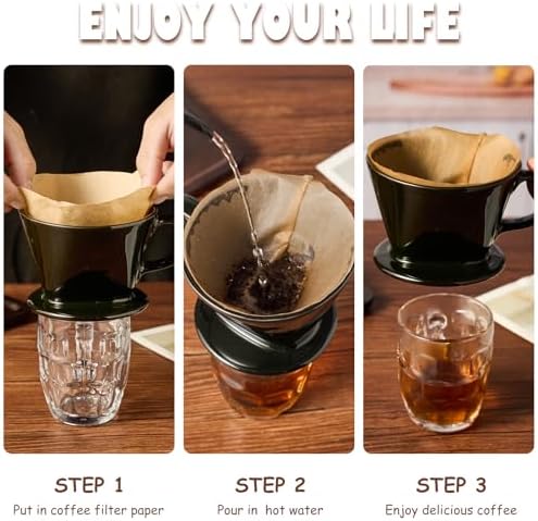 Pour Over Coffee Dripper, Ceramic Pour Over Coffee Maker, Black - Image 6