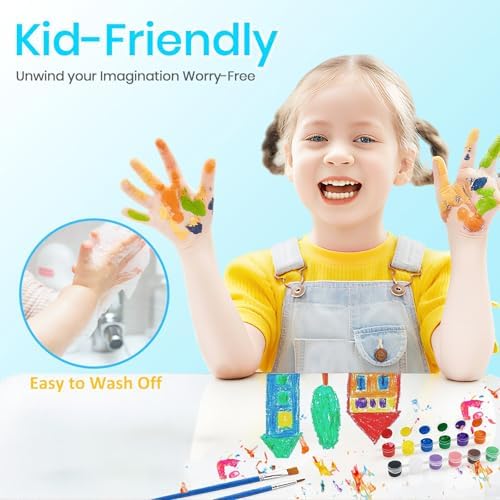 12 Pack Mini Acrylic Paint Set, 12 Colors Washable Acrylic Paint Strips with 24Pcs Painting Brushes for Kids&Adults Paint, 168 PCS Kids Painting Kit for Birthday Party Favor, Classroom, Art Gift - Image 5